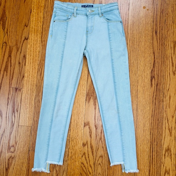 Guess big girls two tone denim blue high low raw hem preppy jeans - Picture 13 of 15